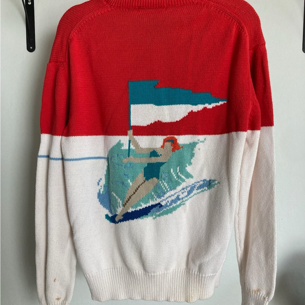 Vintage sweater, girl on a boat. XL, cotton. Pringle - Picture 6 of 7